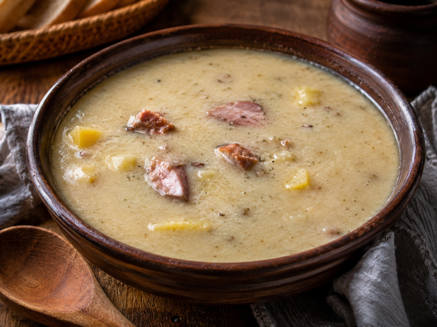 Rustykalna zupa ziemniaczana z kiełbasą